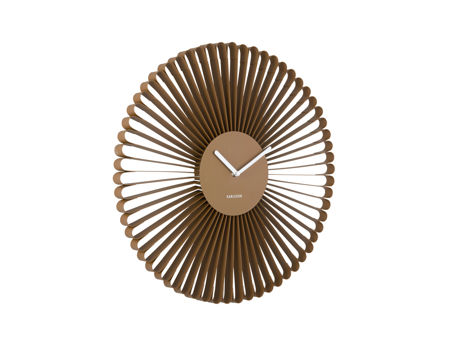 Karlsson Cascara KA6074BR Wanduhr Mokkabraun • Geräuschloses Sweep-Uhrwerk • Skulpturales Eisendesign