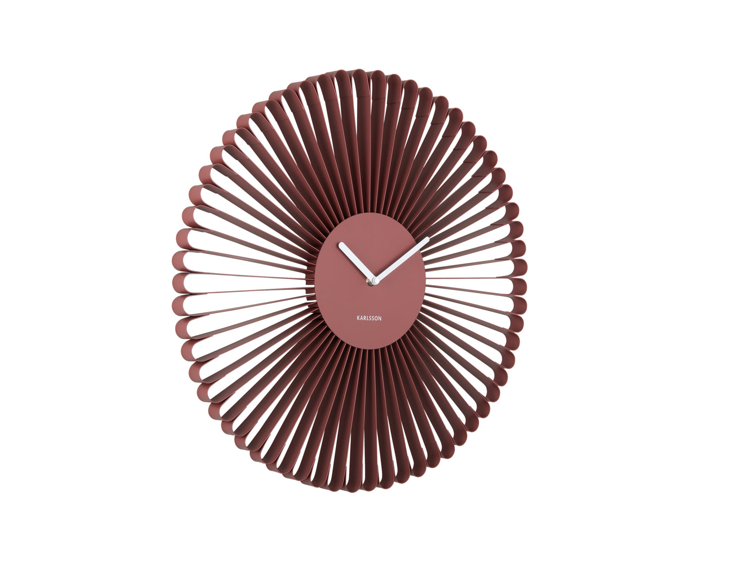 Karlsson Cascara KA6074RD Wanduhr Rotockra • Geräuschloses Sweep-Uhrwerk • Skulpturales Eisendesign