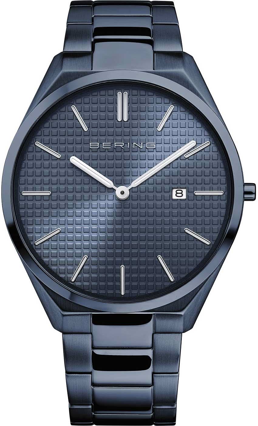 Orologio da uomo Bering con quadrante blu scuro e cinturino in metallo