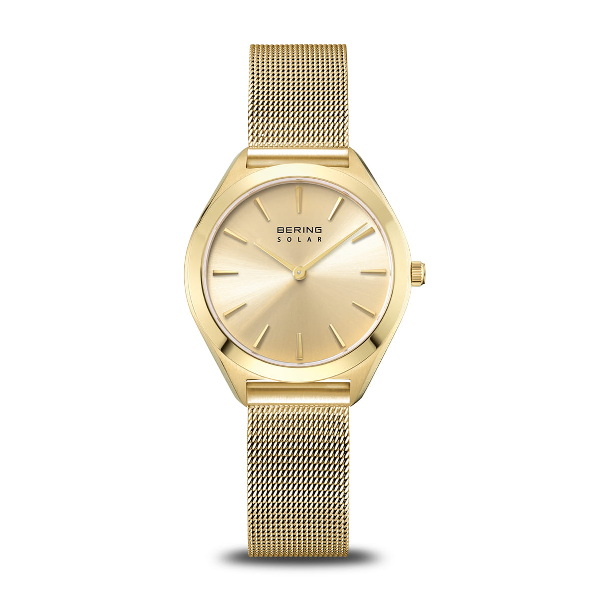Bering Solar 17331-333 Damenuhr Goldfarben • Saphirglas • Solar-Quarzwerk