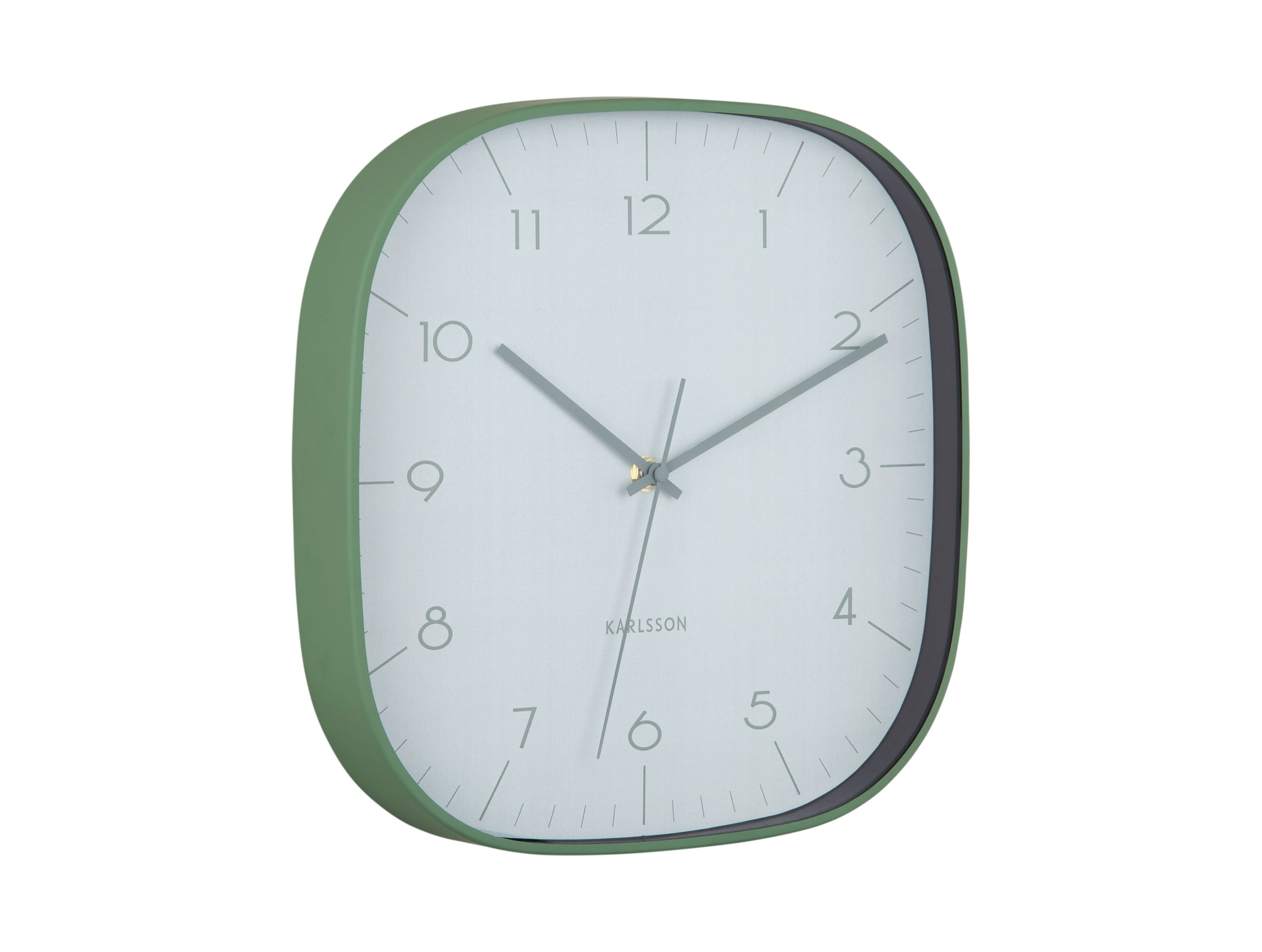 Karlsson Grato Cuadrado KA6113GR Wanduhr Dschungelgrün • Geräuschloses Sweep-Uhrwerk • Modernes Aluminium-Design