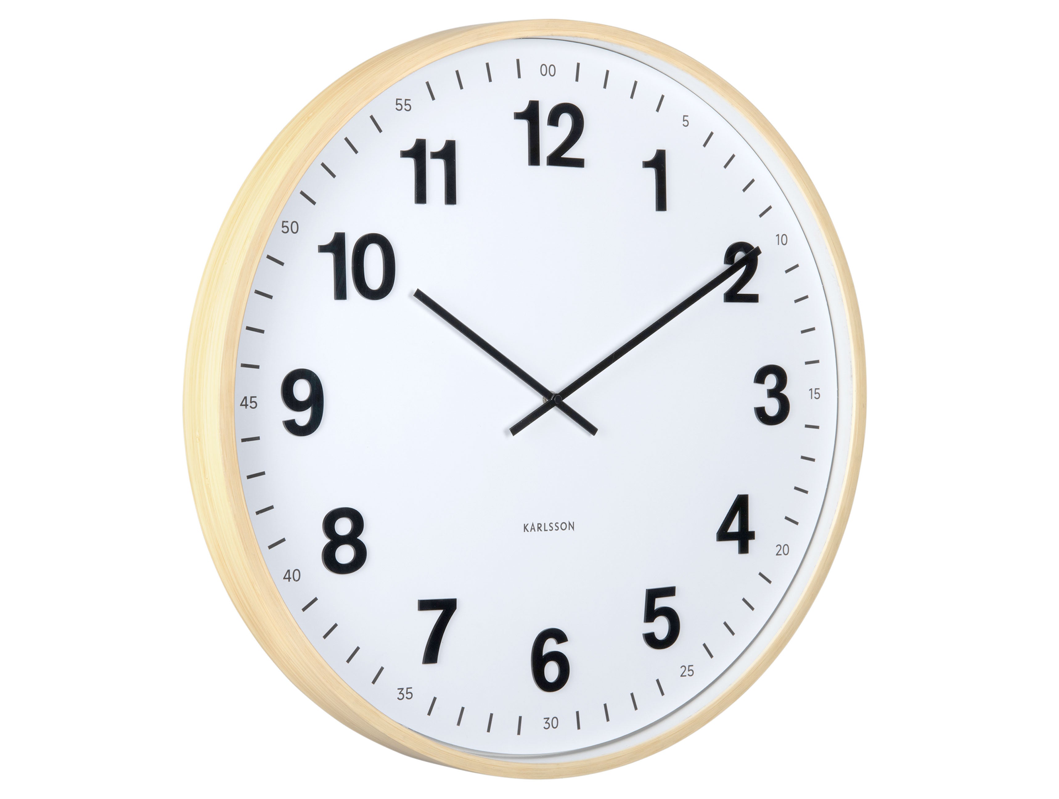 Karlsson Esencia Classic XL KA6109WD Wanduhr Hellholz • Geräuschloses Sweep-Uhrwerk • Großes Statement-Piece