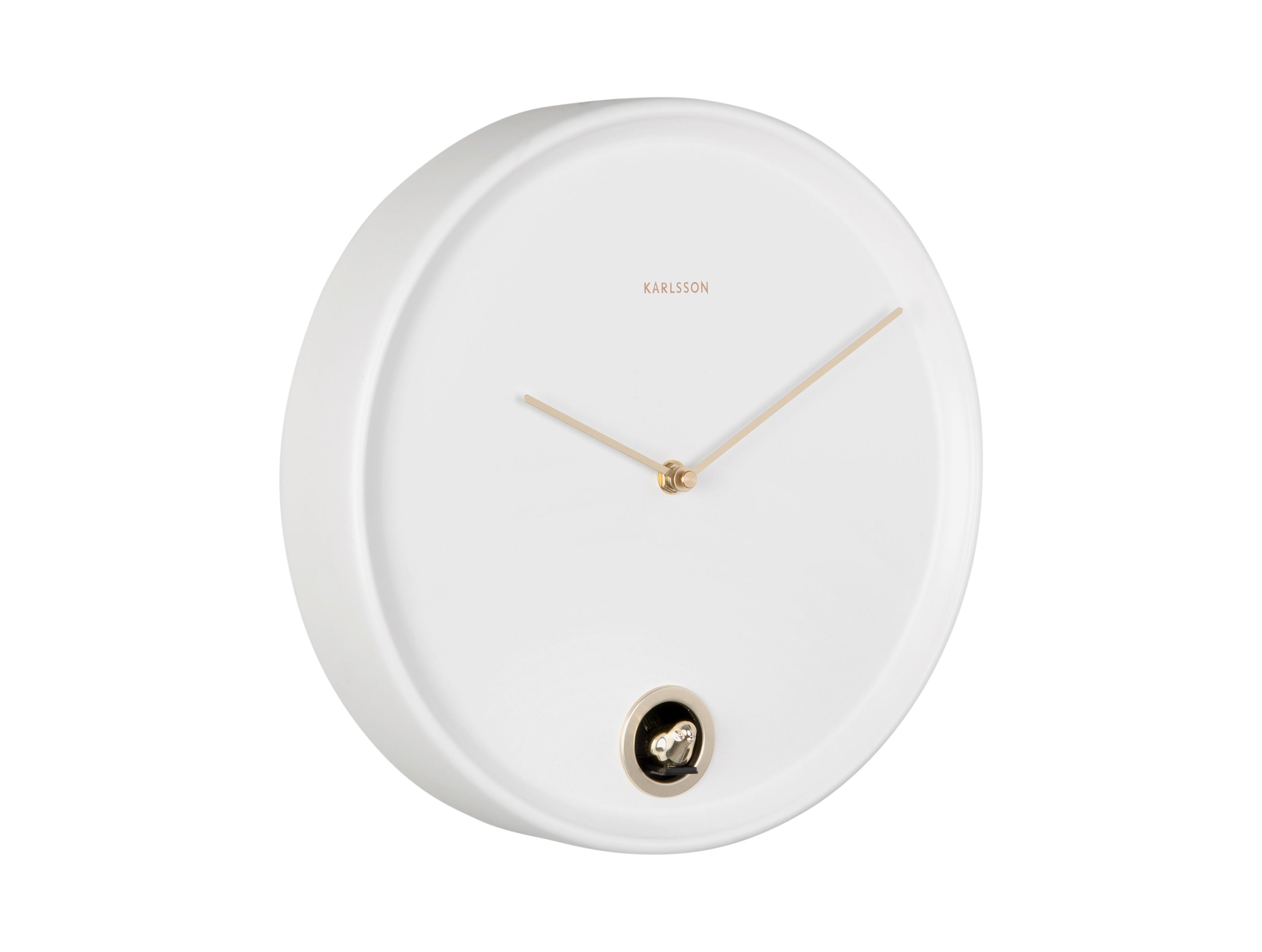 Karlsson Esencia Cuckoo KA6123WH Wanduhr Weiß • Kuckucksruf zur vollen Stunde • Modernes Eisengehäuse