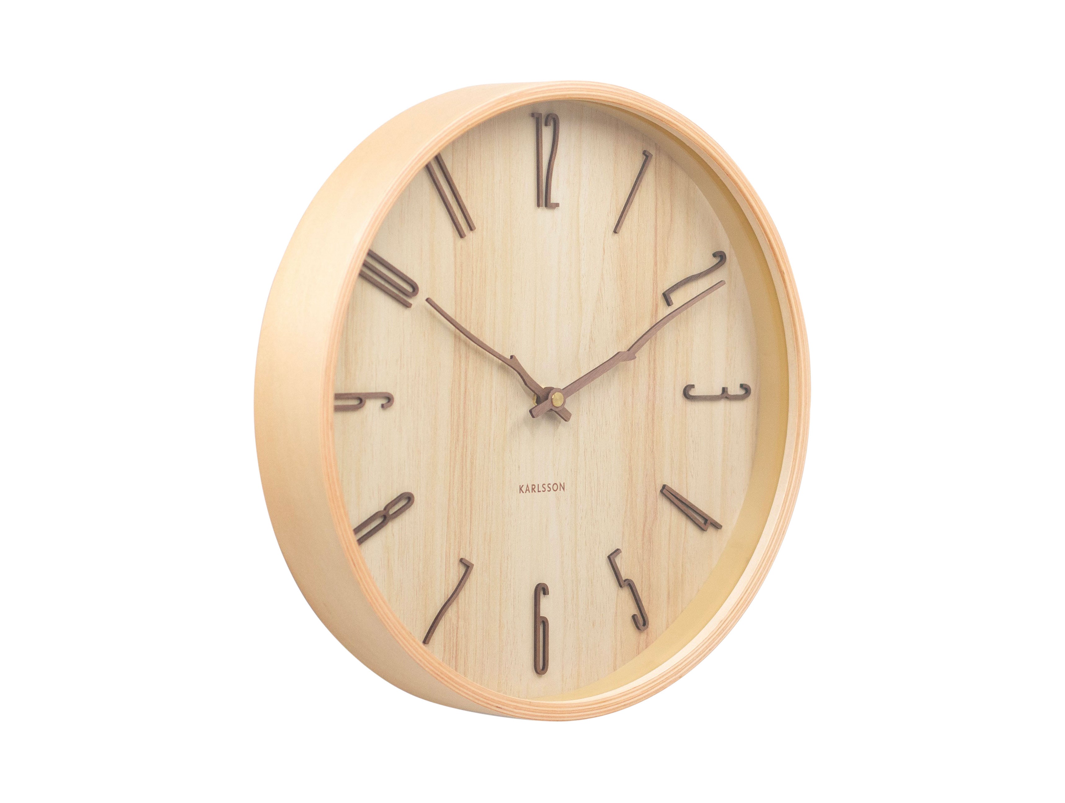 Karlsson Rama KA6139WD Wanduhr Helles Holz • Geräuschloses Sweep-Uhrwerk • Natürliches Sperrholzdesign
