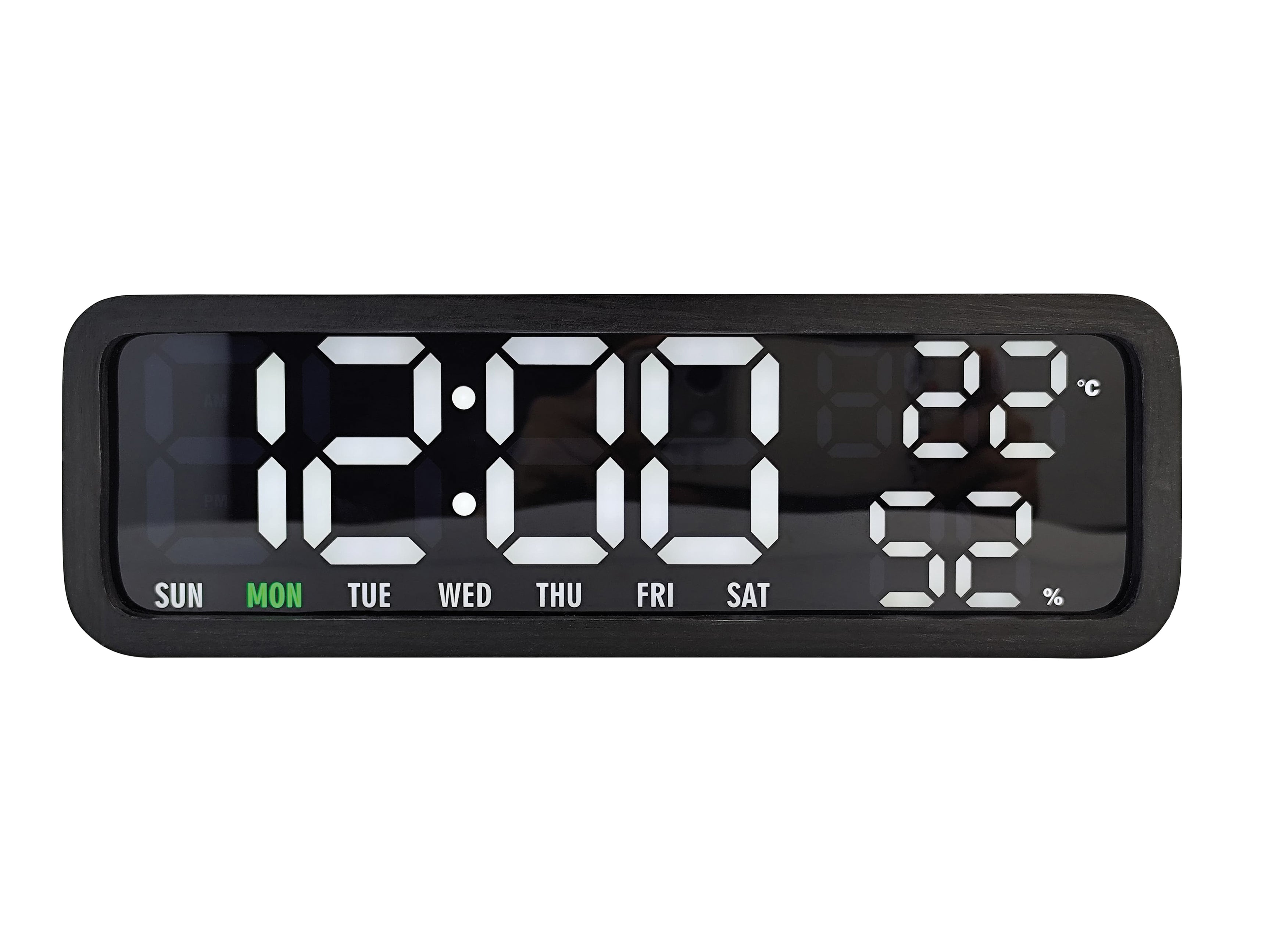 Karlsson Madera KA6145BK Wecker Schwarzes Holzfurnier • Großes Digitaldisplay • USB-Netzbetrieb
