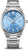 Orologio da uomo con quadrante blu, cinturino in acciaio argentato e lancette