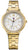 Orologio da donna color oro con lunetta in strass, quadrante rotondo e cinturino in metallo