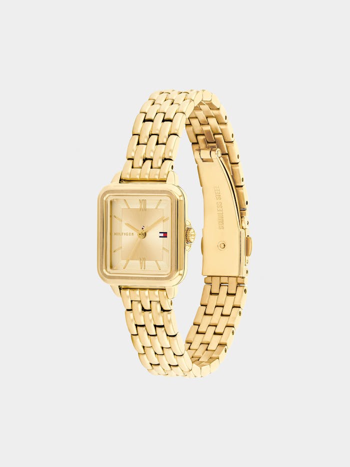 Tommy Hilfiger Mia 1782832 Damenuhr Goldfarben • Ionenplattiertes Stahlarmband • Mineralglasgehäuse