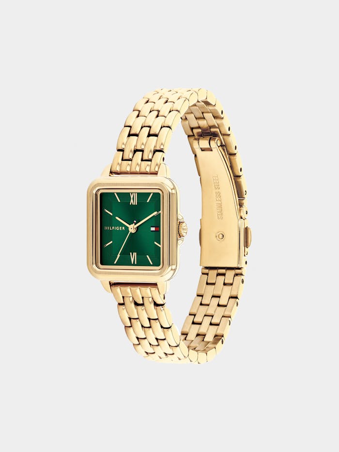 Tommy Hilfiger Mia 1782858 Damen Armbanduhr Grün • Ionisch vergoldetes Edelstahlgehäuse • Mineralglas