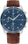 Orologio da uomo Tommy Hilfiger: quadrante blu, cassa argentata, cinturino in pelle marrone
