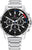 Orologio da uomo con cinturino in metallo argentato e quadrante nero, look cronografo