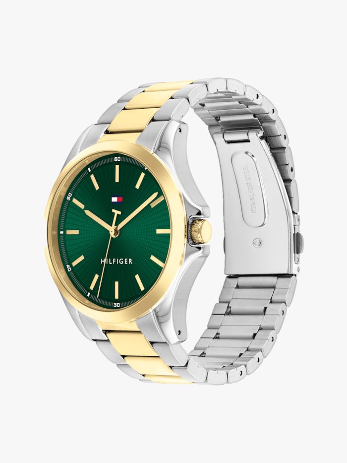 Tommy Hilfiger Bruce 1792192 Herrenuhr Grün • Quarzwerk • Zweifarbiges Edelstahlgehäuse