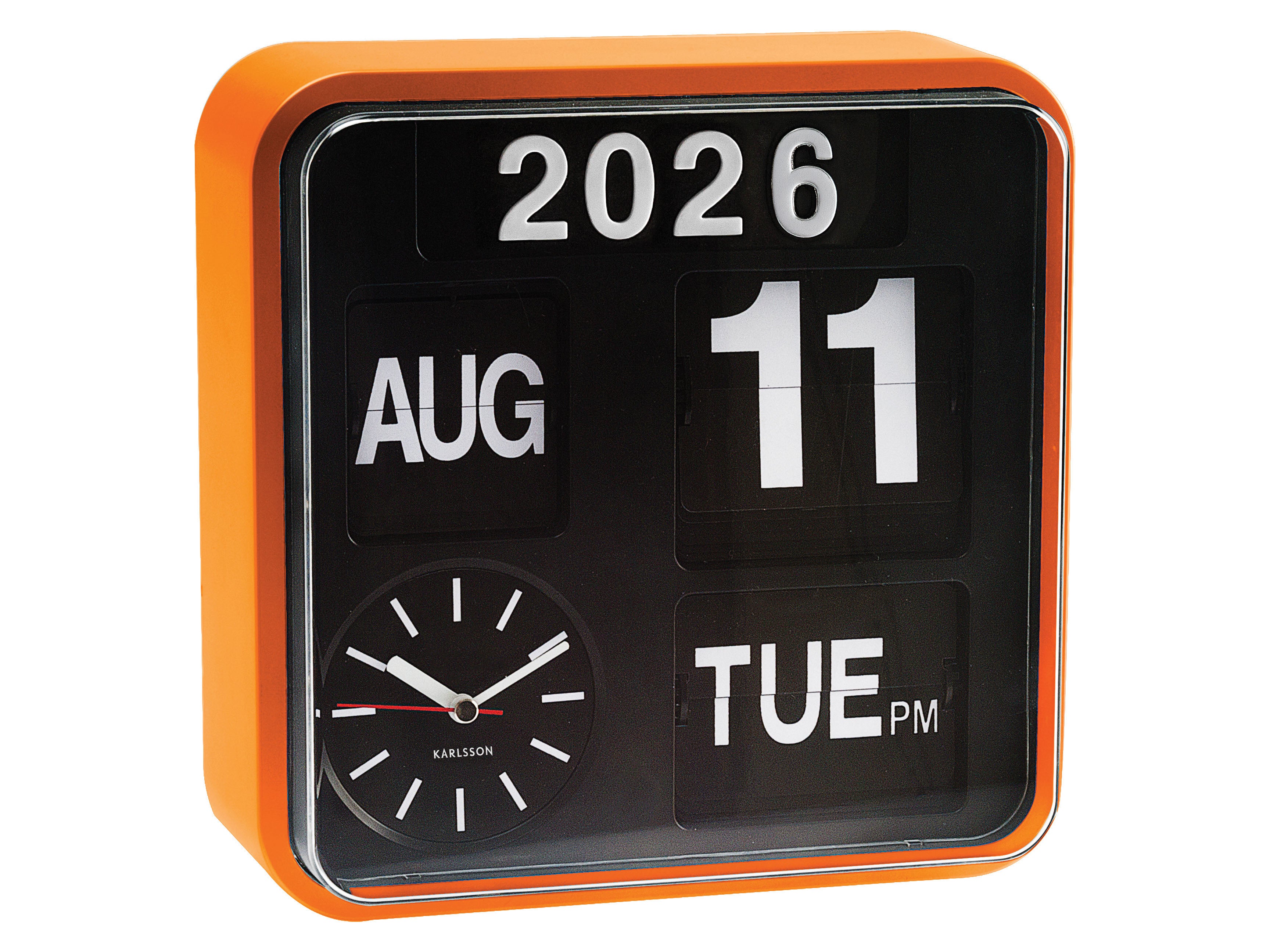 Karlsson Mini Flip KA5364OR Wanduhr Orange • Klappzahlen-Anzeige • Retro Bahnhofsuhr-Design