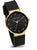 Orologio unisex, inclinato: quadrante nero, cassa color oro, cinturino in silicone nero