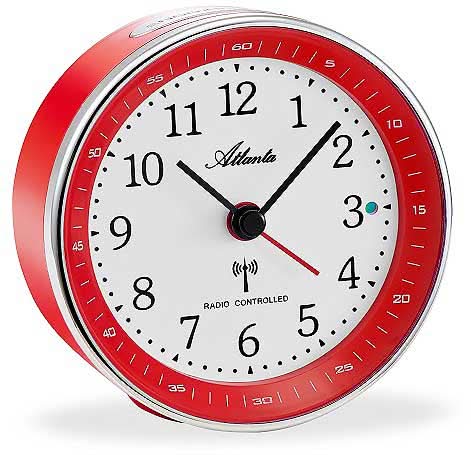 Sveglia analogica Atlanta Funk 9.5 cm Plastica Rossa • Radiocontrollata • Lancetta dei secondi silenziosa