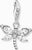 Charm in argento sterling a forma di libellula con quattro pietre a goccia e chiusura a moschettone
