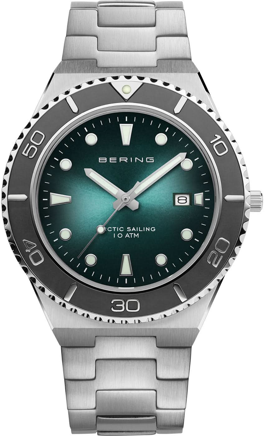 Orologio da uomo Bering Classic 18940-708 • Vetro zaffiro antigraffio • Quadrante Sunray verde