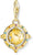 Anhänger mit runder Weltkugel in Gelbgold, Emaille und Strass in Blau/Lila.