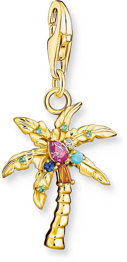 Charm Ciondolo Palma 3D Colorata - Placcatura Oro Giallo 750