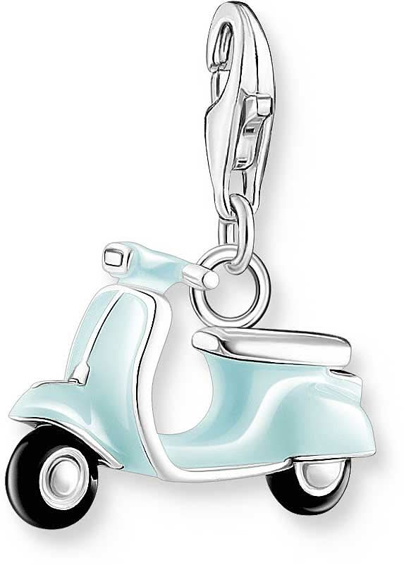 Ciondolo scooter 3D, scooter vintage azzurro in argento 925