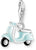 Ciondolo scooter 3D, scooter vintage azzurro in argento 925