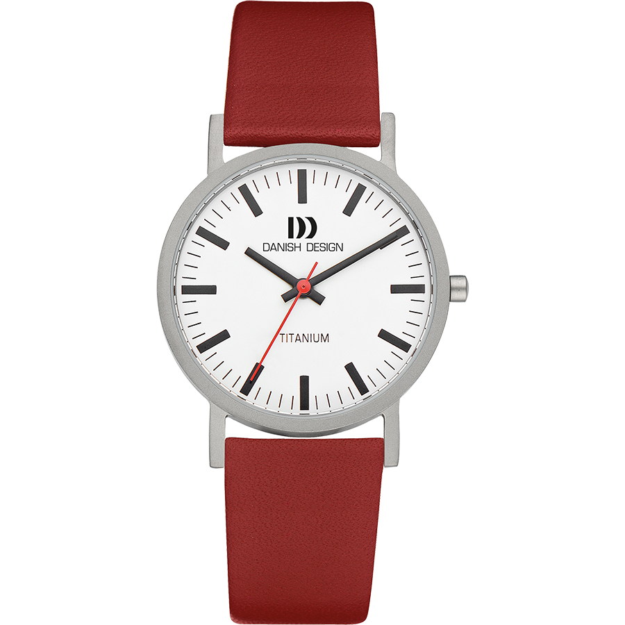 Danish Design Gløbe IQ19Q199 Rhine Medium Armbanduhr Rot • Titangehäuse • Mineralglas