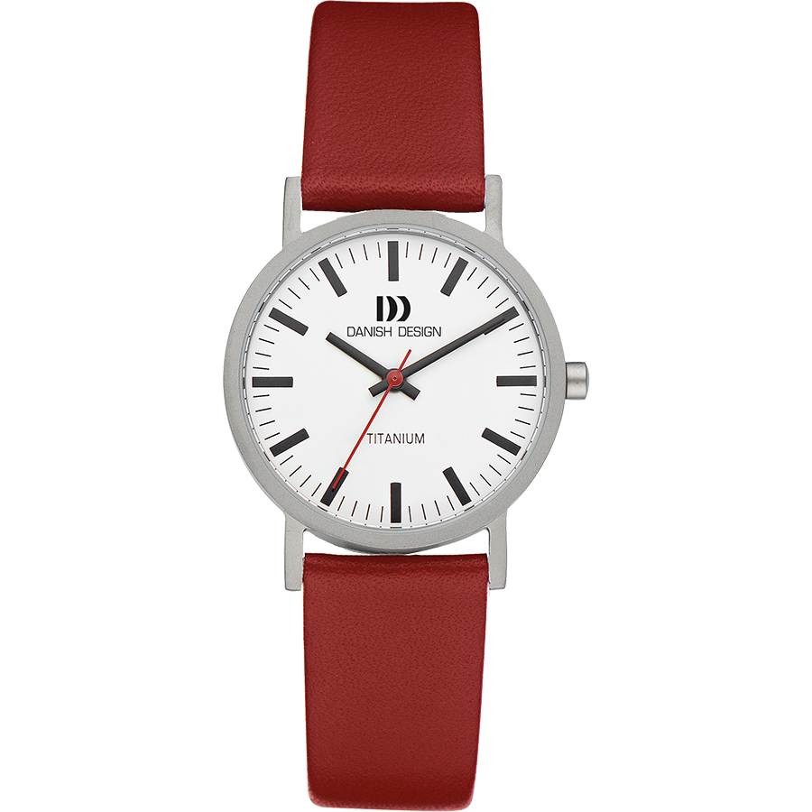 Danish Design Gløbe IV19Q199 Damenuhr Weiß/Rot • Titangehäuse • Mineralglas