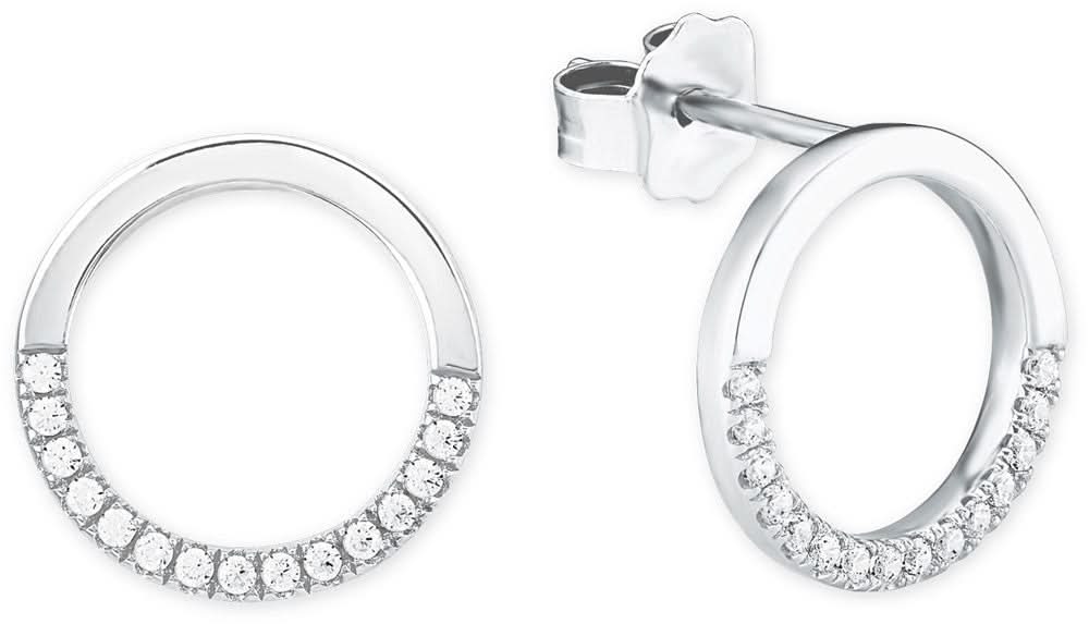 Orecchini a cerchio con pietre scintillanti, color argento