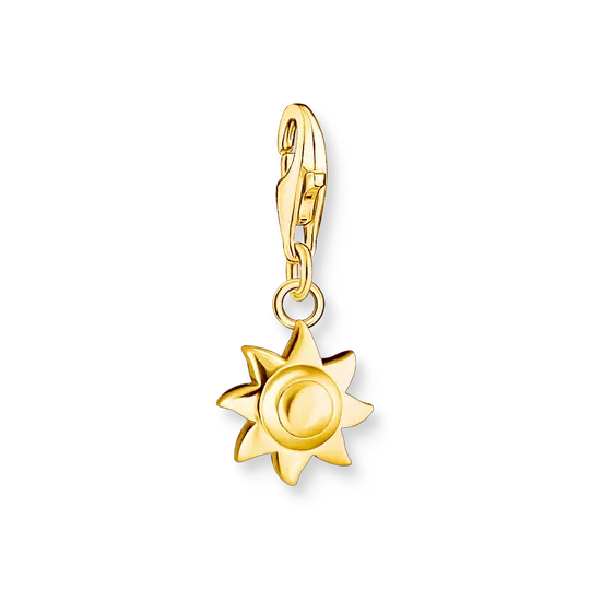 Charm a forma di sole dorato con raggi 3D e anello di chiusura