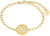 Bracciale, color oro giallo, catena a maglie con medaglione rotondo e pietra blu