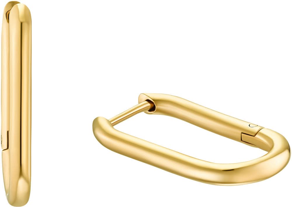 Gelbgoldfarbene Kreolen mit Karabinerhaken-Verschluss, goldene Schlaufe