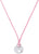 Textilkette mit rosa Band, runder Edelstahlanhänger und kleine Herzchen