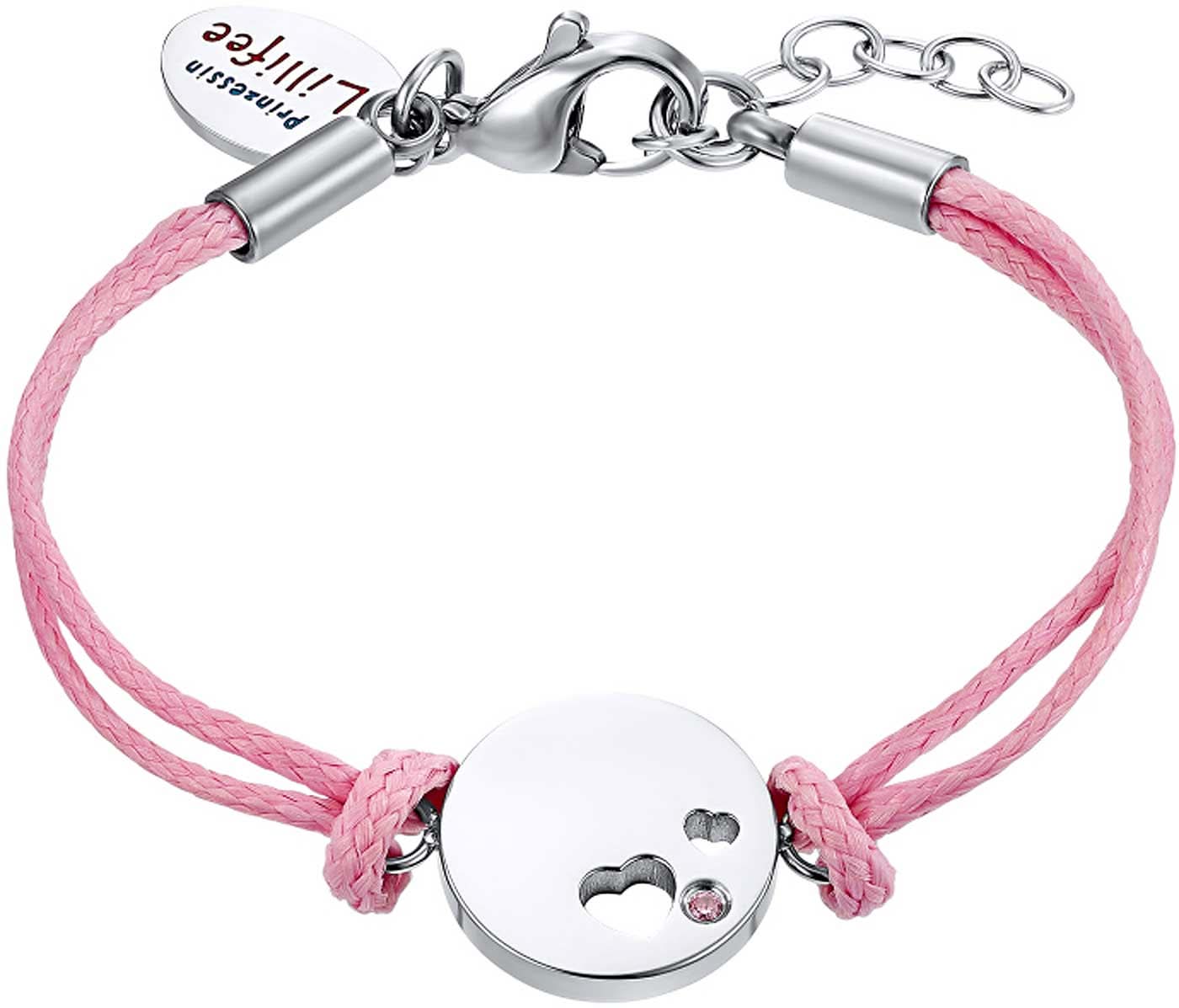 Braccialetto in tessuto Principessa Lillifee 2034000 con cuori in acciaio inossidabile