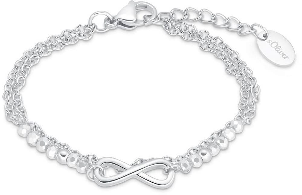 Silberfarbenes doppelreihiges Kinderarmband mit Infinity-Anhänger und Karabinerverschluss