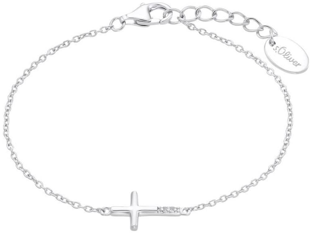 Kinderarmband mit Kreuz-Anhänger, silberfarbene Gliederkette