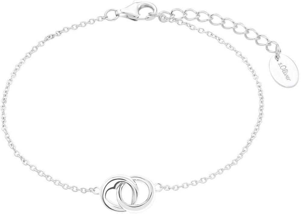 Bracciale in argento con ciondolo rotondo a forma di cuore, catena sottile