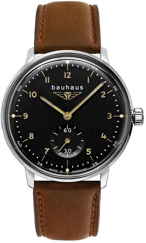 Orologio da donna con quadrante nero, cassa in acciaio inossidabile argentato e cinturino in pelle marrone