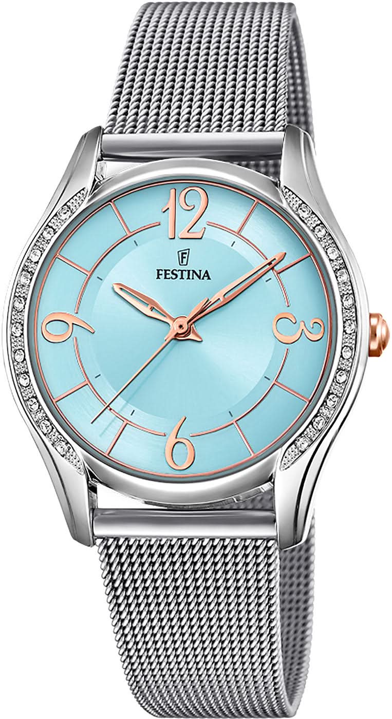 Festina Mademoiselle F20420/3 Orologio da Donna • Lunetta Scintillante • Elegante Design in Acciaio Inossidabile