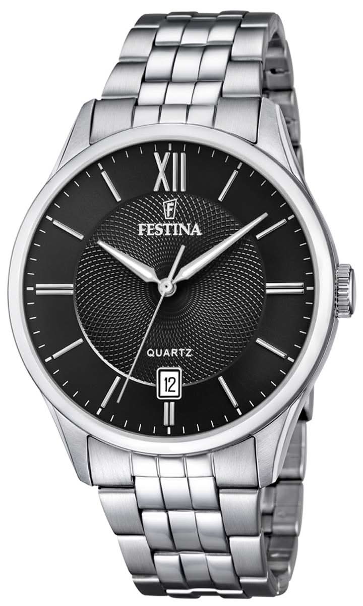 Orologio da uomo con quadrante nero e cinturino in acciaio inossidabile