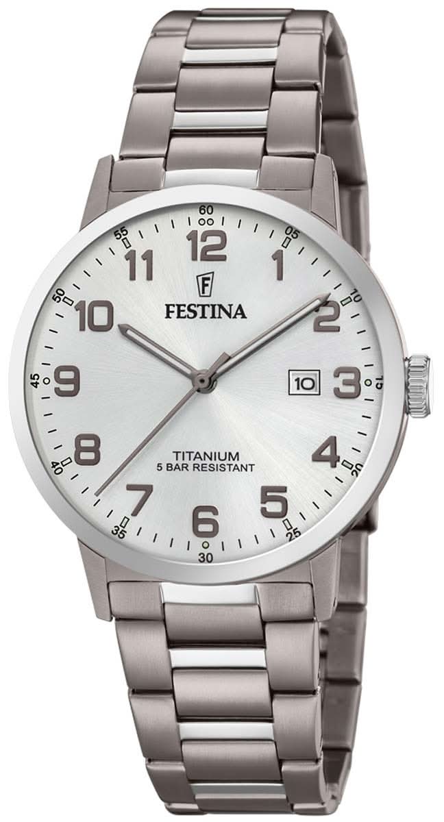 Festina Titanium F20435/1 Orologio da uomo • Cassa in titanio ultraleggera • Elegante quadrante argentato