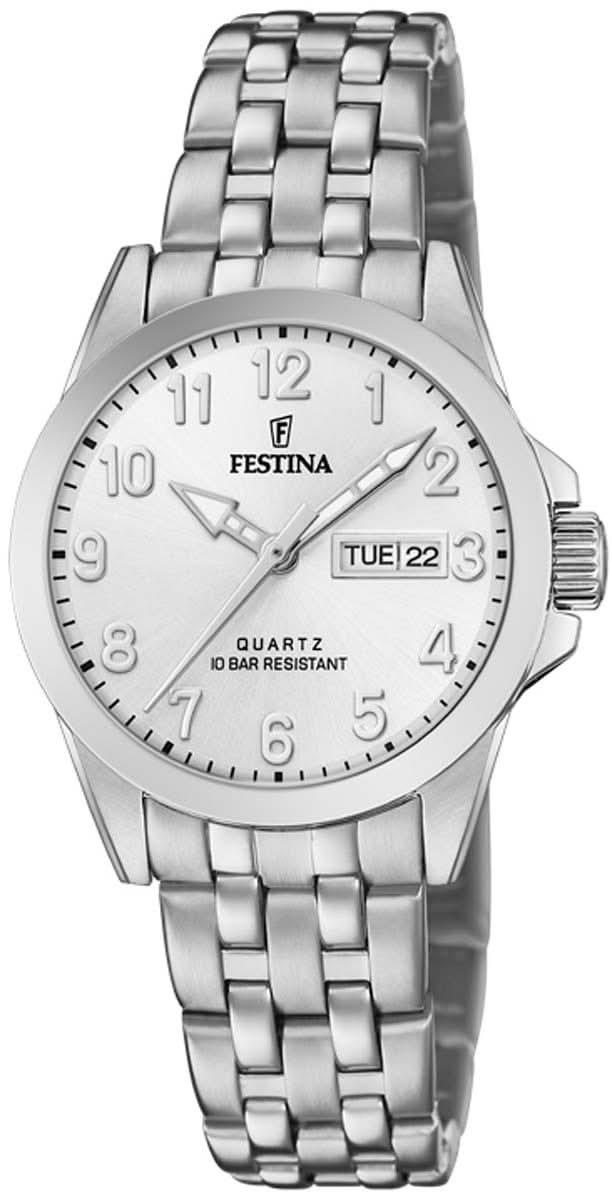 Orologio da donna con bracciale in acciaio inossidabile argentato e quadrante bianco
