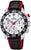 Kinder-Chronographenuhr: schwarzes Zifferblatt, rote Akzente, schwarzes Lederband