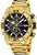 Orologio da uomo cronografo con lunetta in acciaio inossidabile color oro, quadrante nero e datario 27