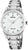 Orologio da donna con bracciale in metallo argentato, quadrante bianco e indici in cristallo