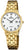 Orologio da donna con bracciale in acciaio inossidabile dorato e quadrante bianco, display rotondo