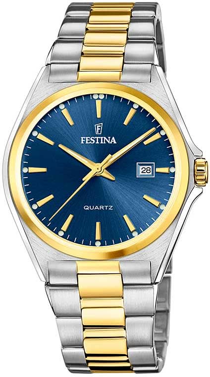 Festina Classics F20554/4 Orologio da uomo • Design bicolore in acciaio inossidabile • Quadrante blu