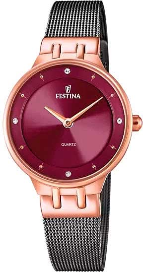 Festina Mademoiselle F20599/2 Orologio da Donna • Rosso Rubino • Cinturino a Rete