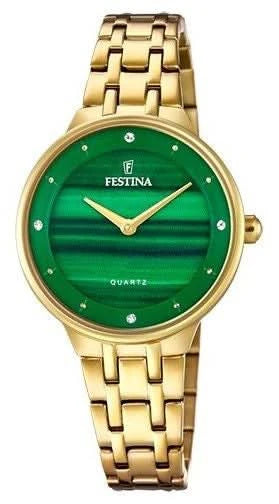 Orologio da donna Festina Mademoiselle F20601/B • Quadrante verde • Effetto oro