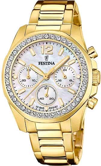 "Orologio da donna Festina Boyfriend Rainbow F20609/1 • Quadrante in madreperla • Acciaio inossidabile color oro"