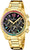 Orologio da donna con bracciale in acciaio inossidabile color oro, quadrante nero e lunetta arcobaleno
